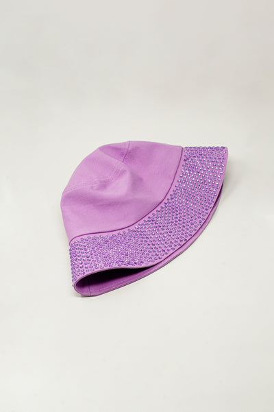 Strass bucket hat in purple