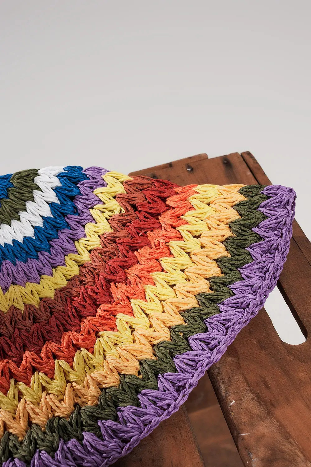 Straw bucket hat in rainbow - One Size / Orange