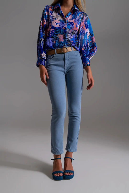 Stretch Cotton skinny jeans in blue - Jeans