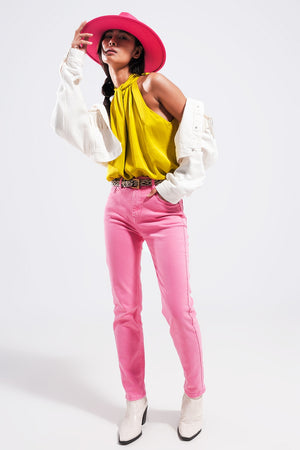 Q2 Stretch Cotton skinny jeans in pink