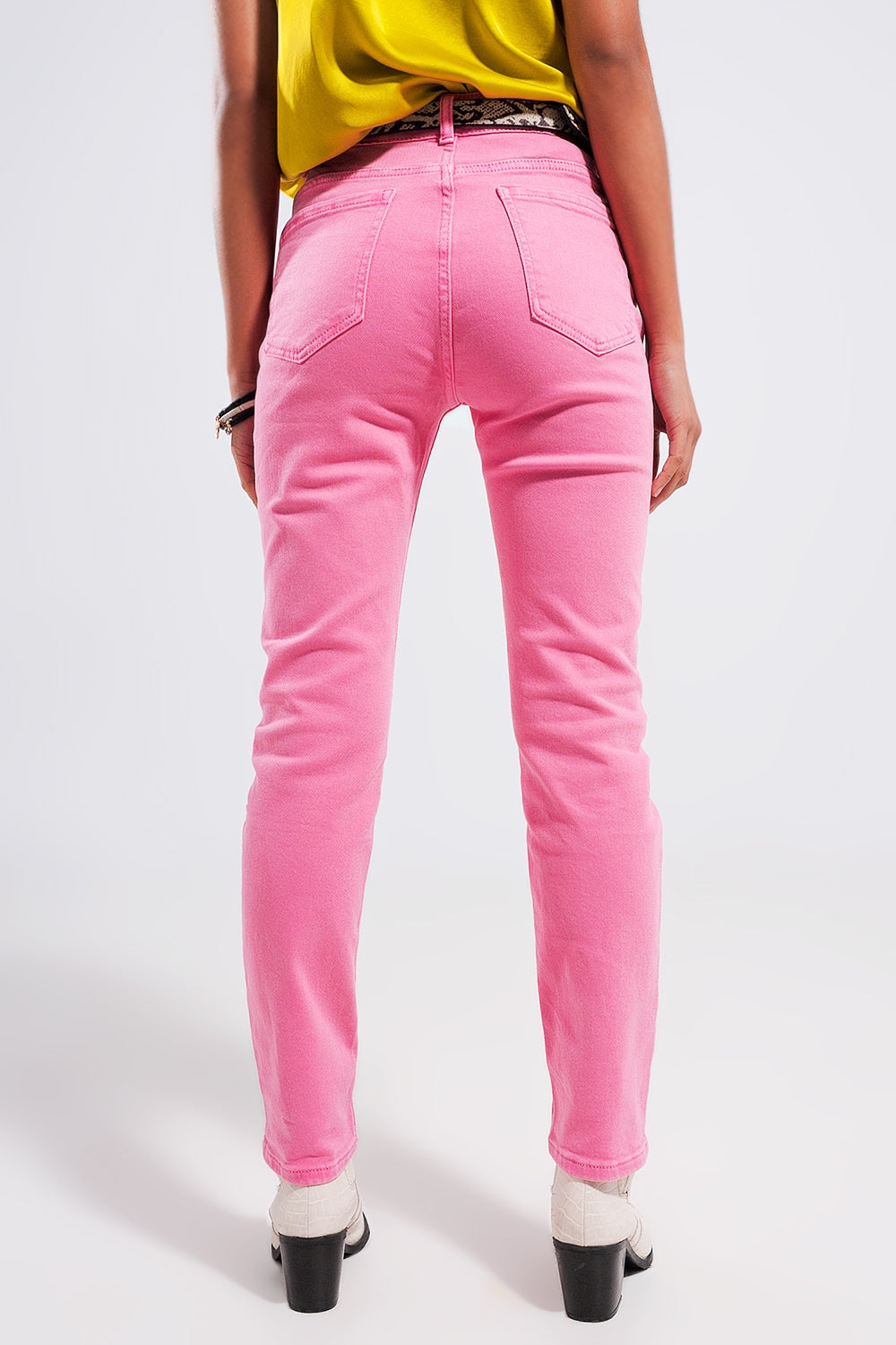 Stretch Cotton skinny jeans in pink