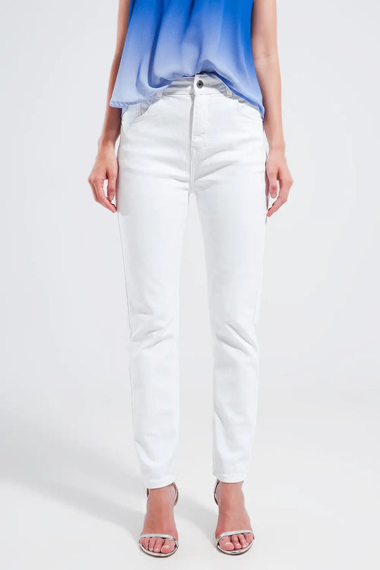 Stretch Cotton skinny jeans in white - Jeans