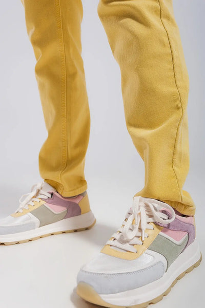 Stretch Cotton skinny jeans in yellow - Jeans