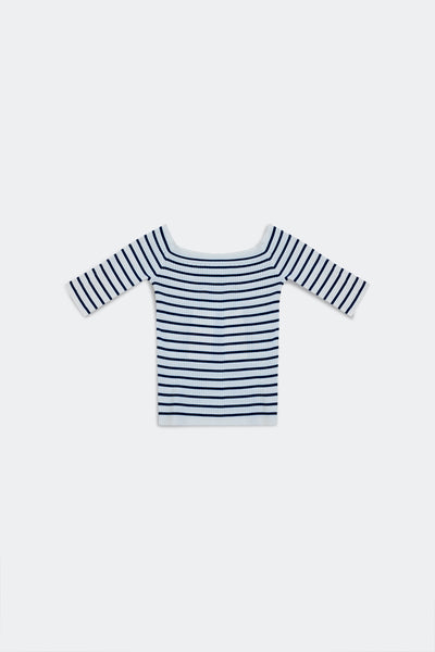 Stripe bardot top in navy