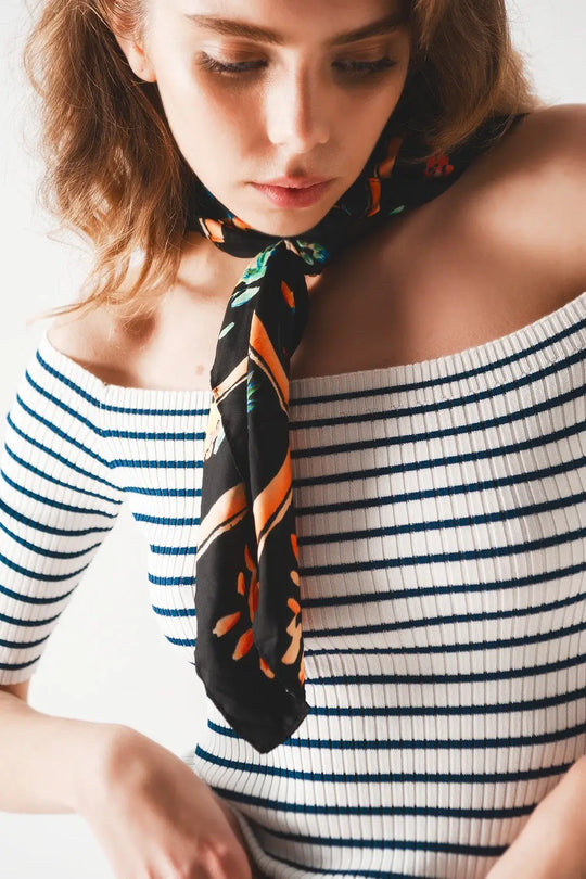 Stripe bardot top in navy - Sweaters