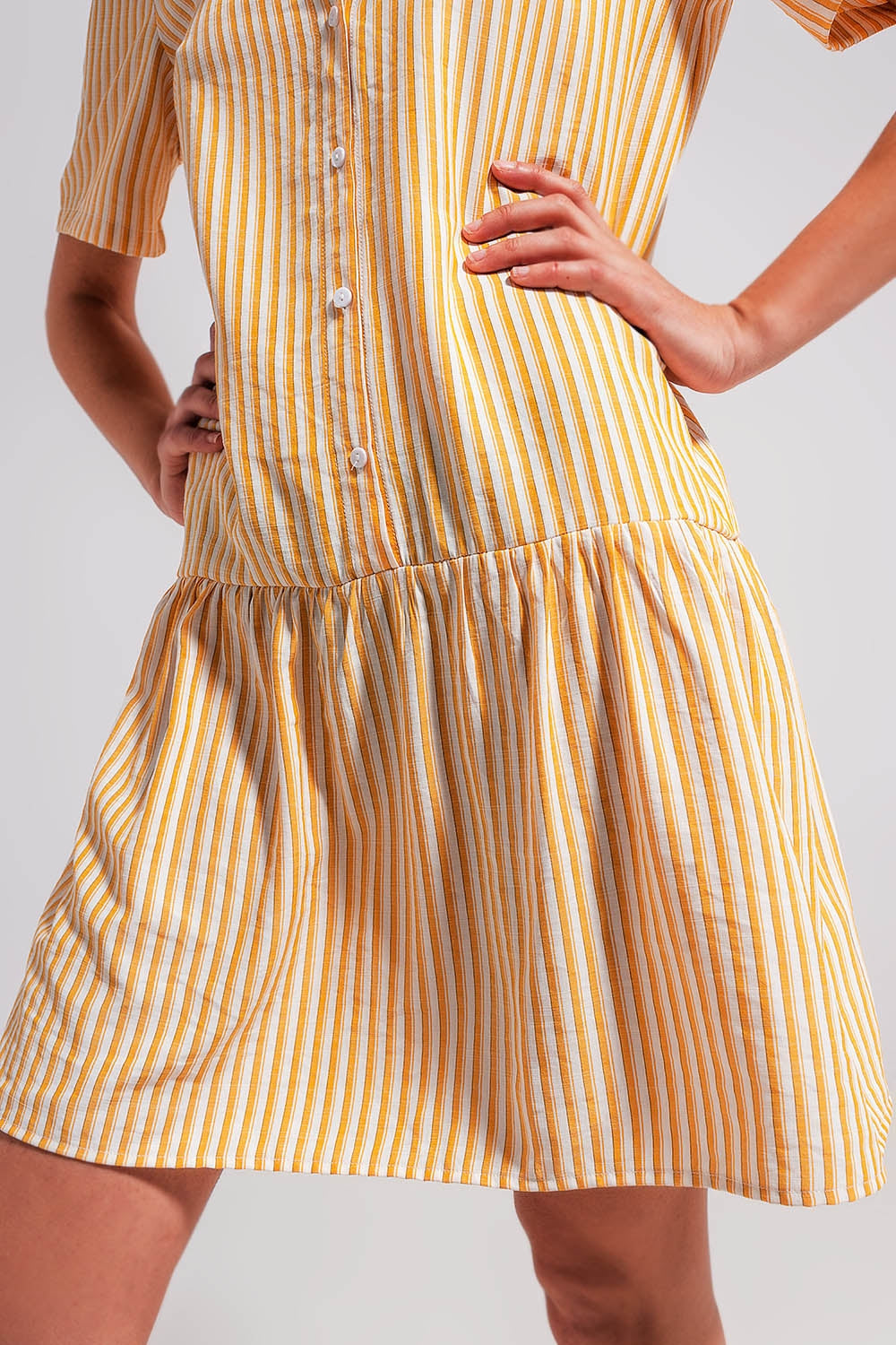 Stripe print mini dress in yellow