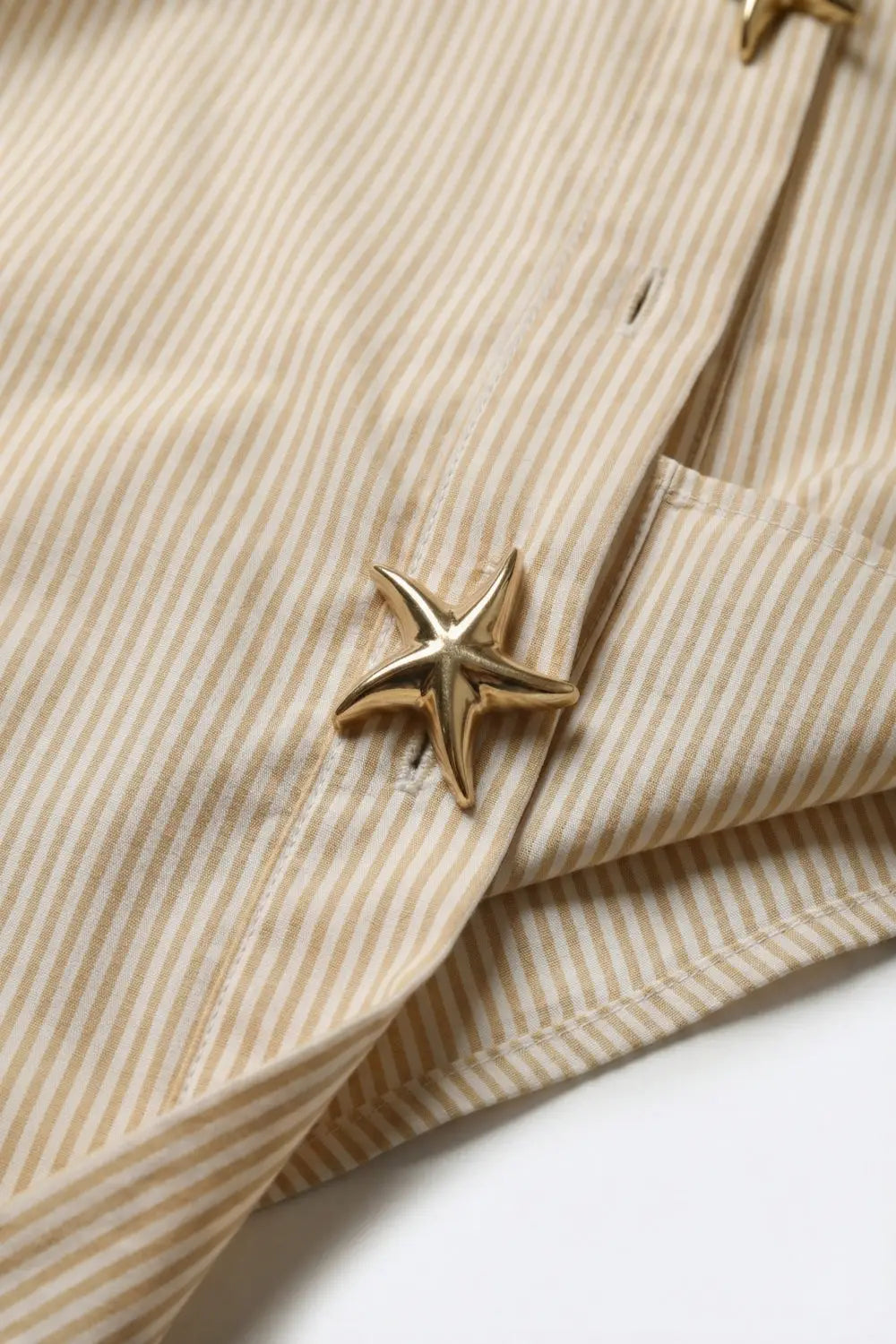 Stripe Star Button Oversized Fit Shirt in beige - Shirts