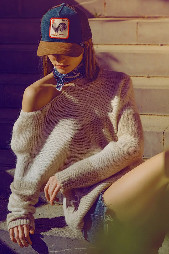 Striped boat sweater in beige - One Size / Beige - Sweaters