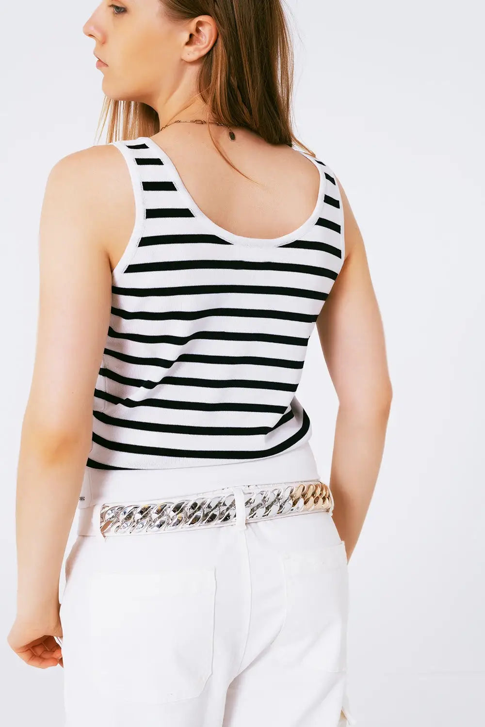 Striped cropped top in navy and white - Sweaters