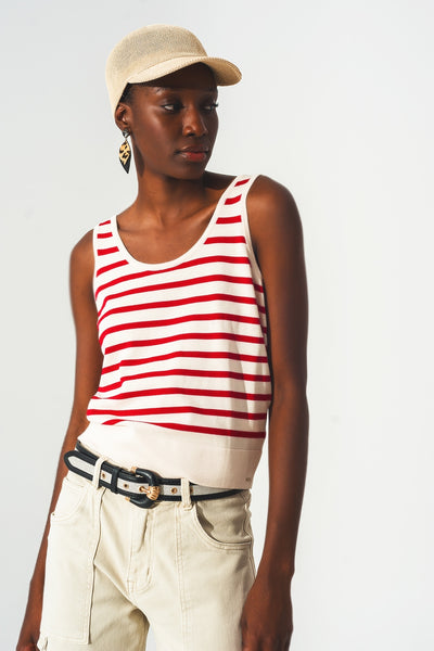 Striped cropped top in red and white