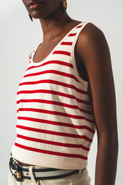 Striped cropped top in red and white