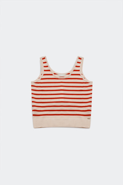 Striped cropped top in red and white