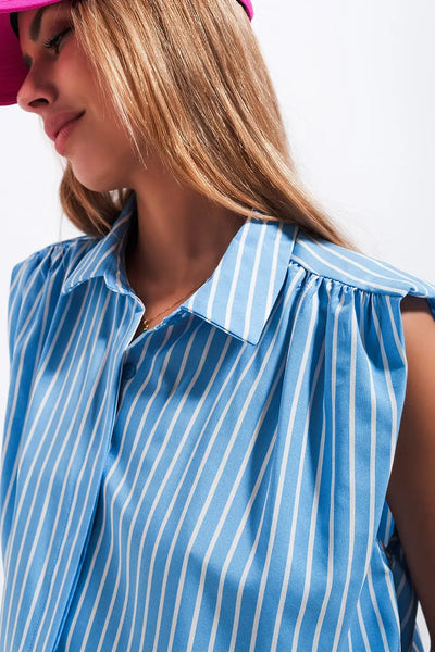 Striped sleeveless shirt in blue - Shirts