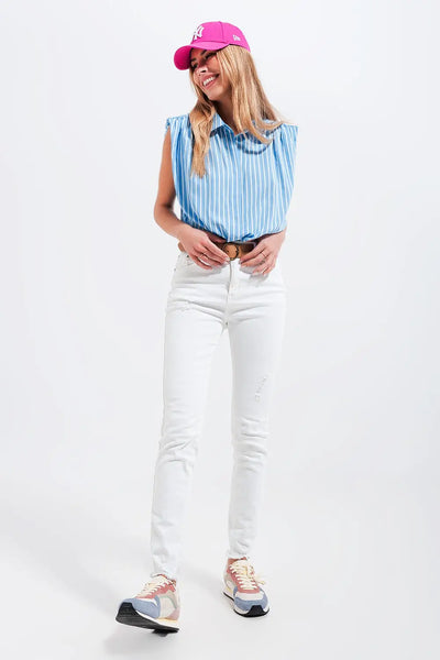 Striped sleeveless shirt in blue - Shirts