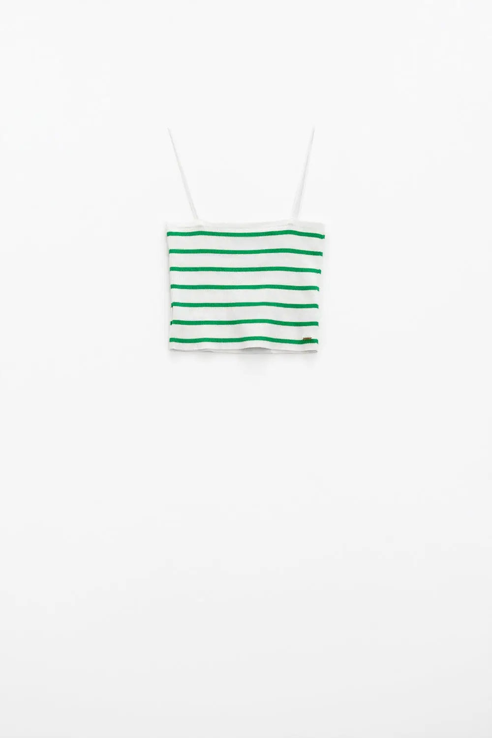Striped White and Green Top With Square Neckline - Sweaters