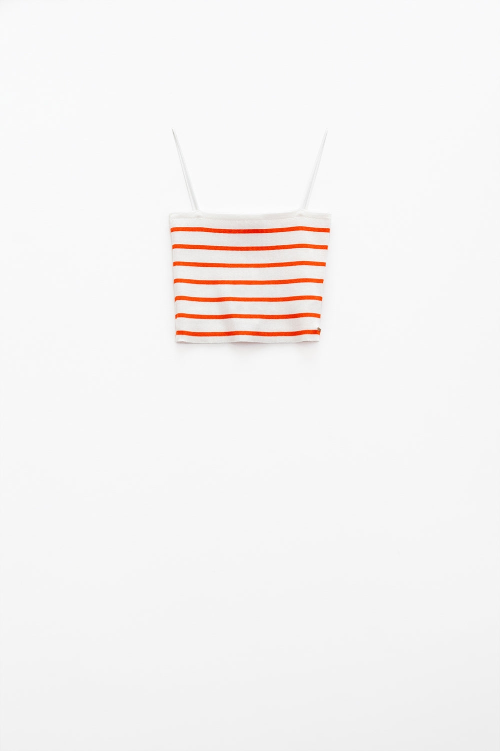 Striped White and Orange Top With Square Neckline