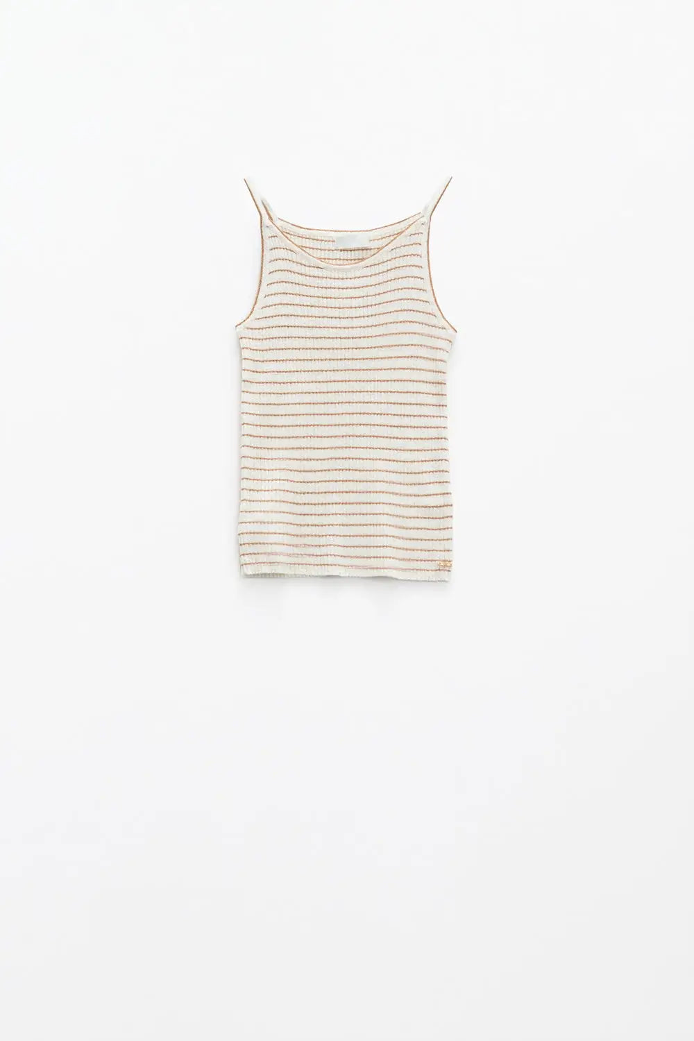 Stripped Ribbed Basic Tank Top In White And Brown - Sweaters