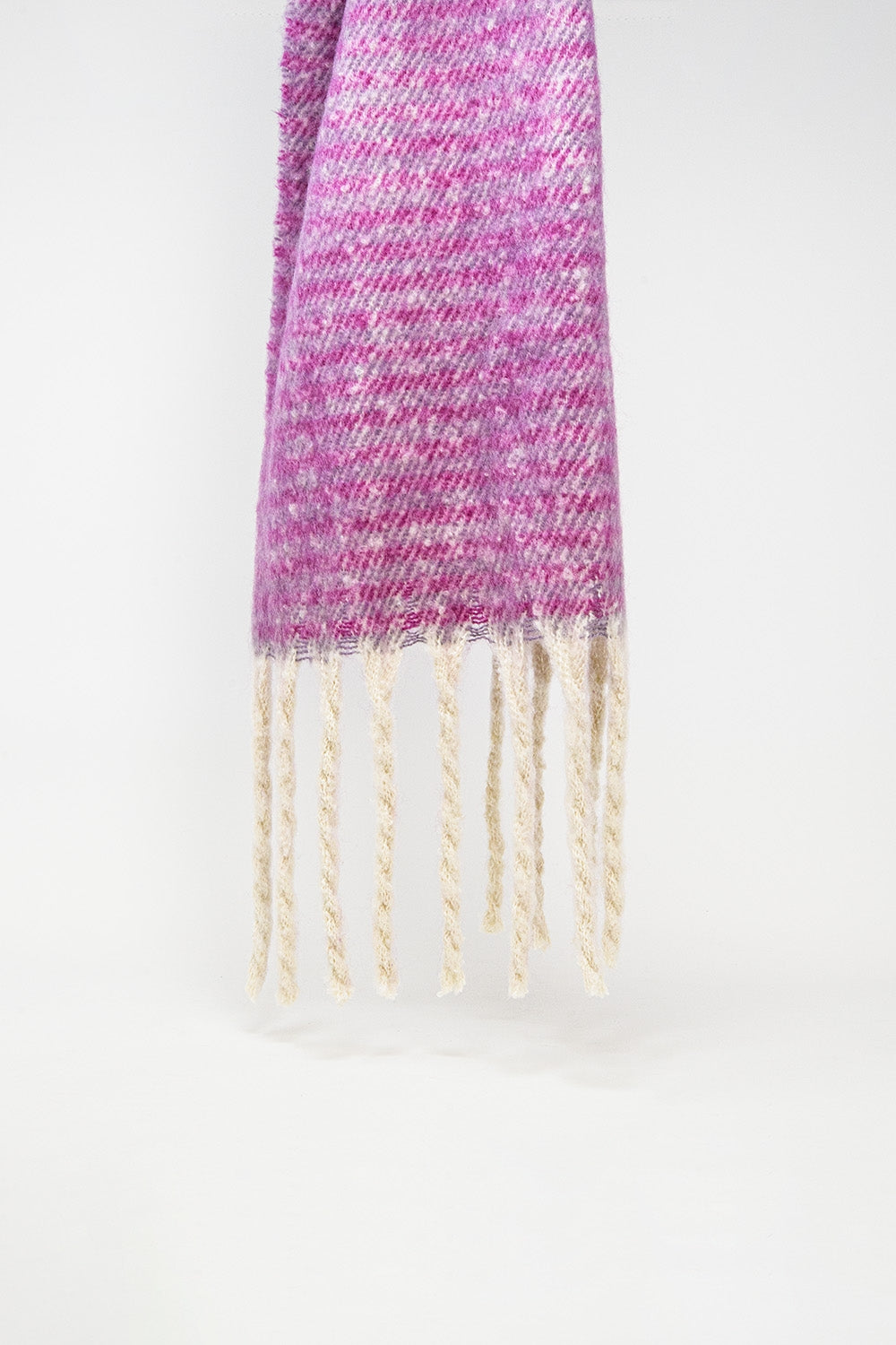 Q2 Stripy Chunky Scarf in Lilac and Purple