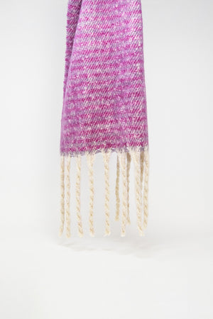 Q2 Stripy Chunky Scarf in Lilac and Purple