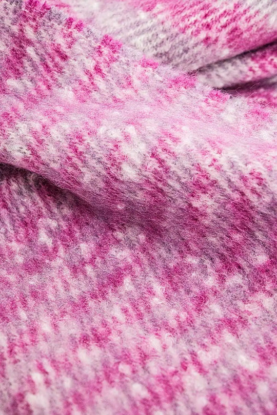 Stripy Chunky Scarf in Lilac and Purple - One Size / Fuchsia - Scarves & Hats