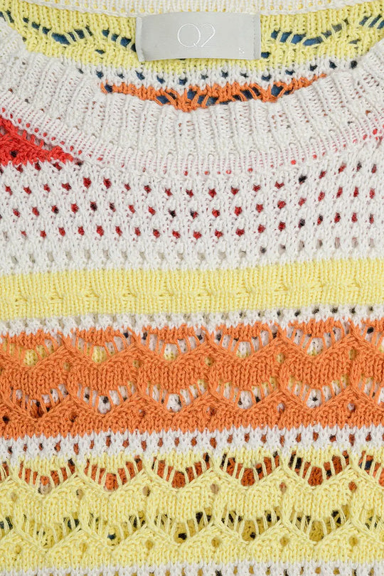 Summer Knitted Striped Sweater in Warm Tones - Sweaters