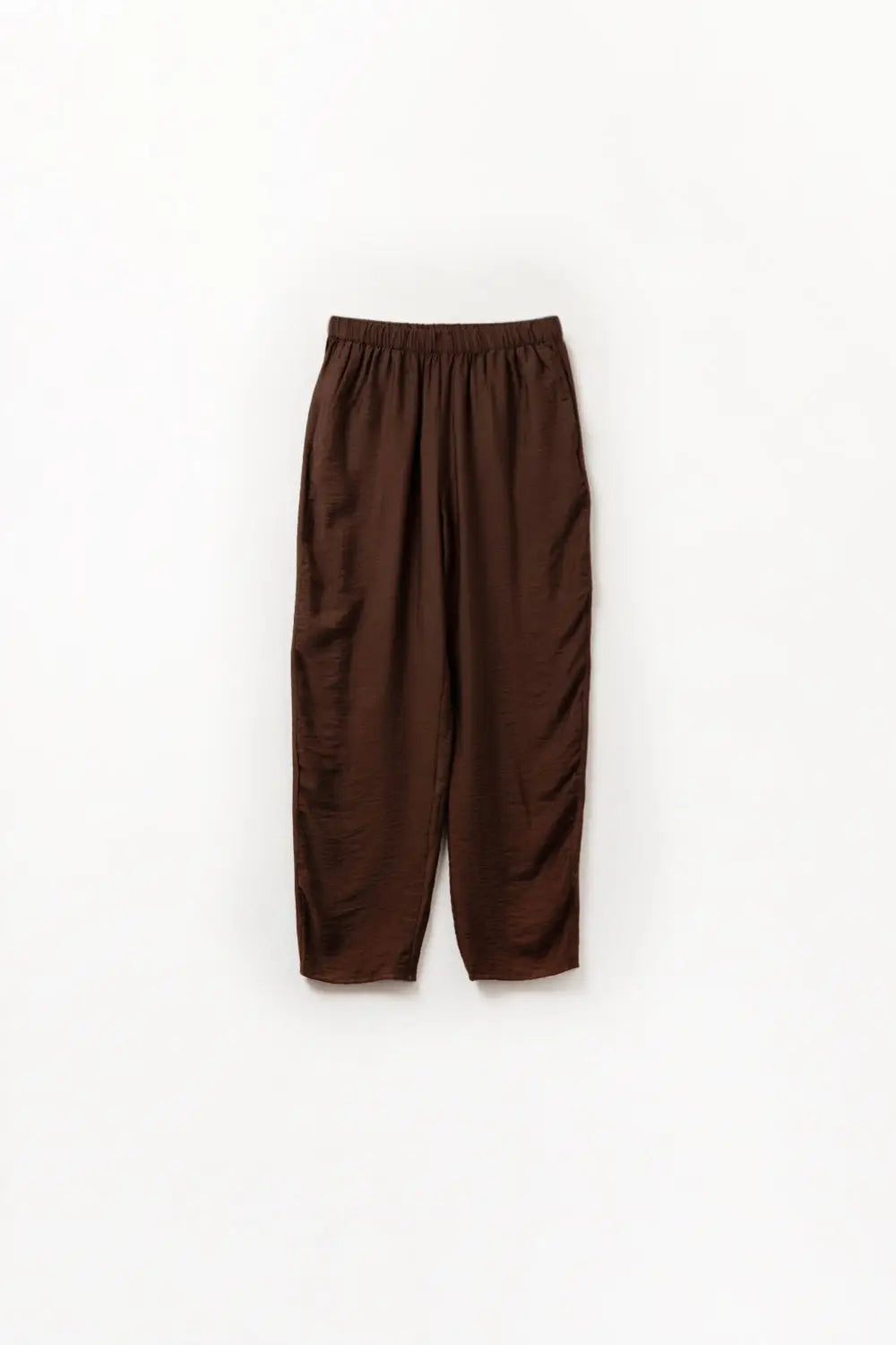 Summery Pants With Elastic Waist and Pockets In Brown - Pants