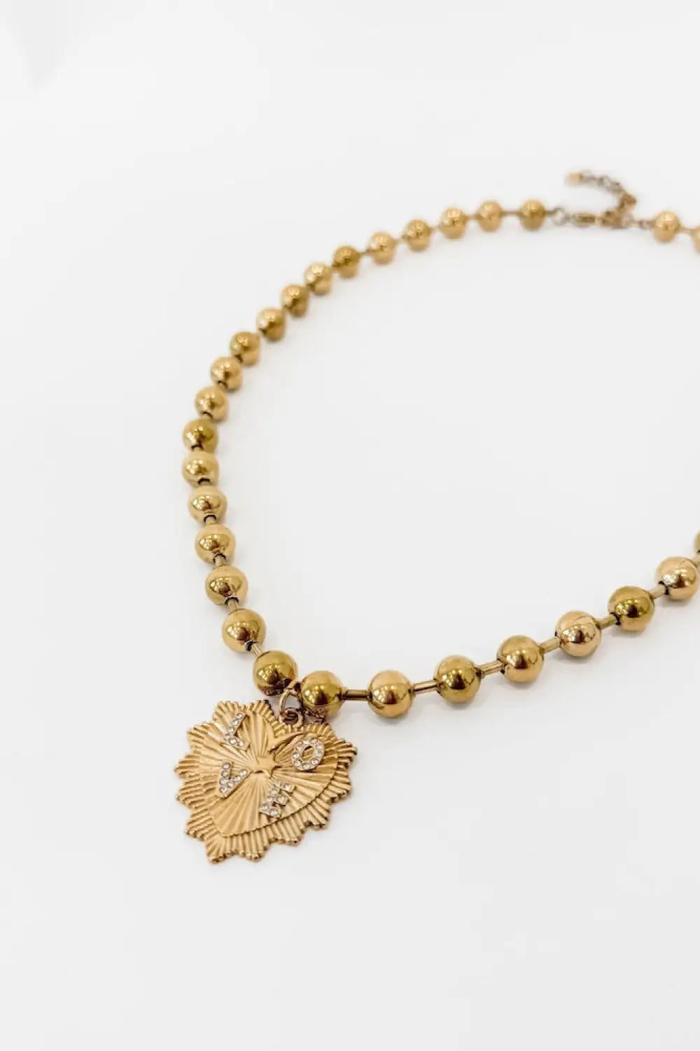 Sunburst Heart Love Pendant Necklace - WATERPROOF - Beaded - Necklace