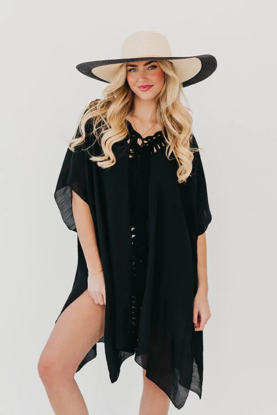 Sunday In Naples Crochet Kimono - Black - Kimono