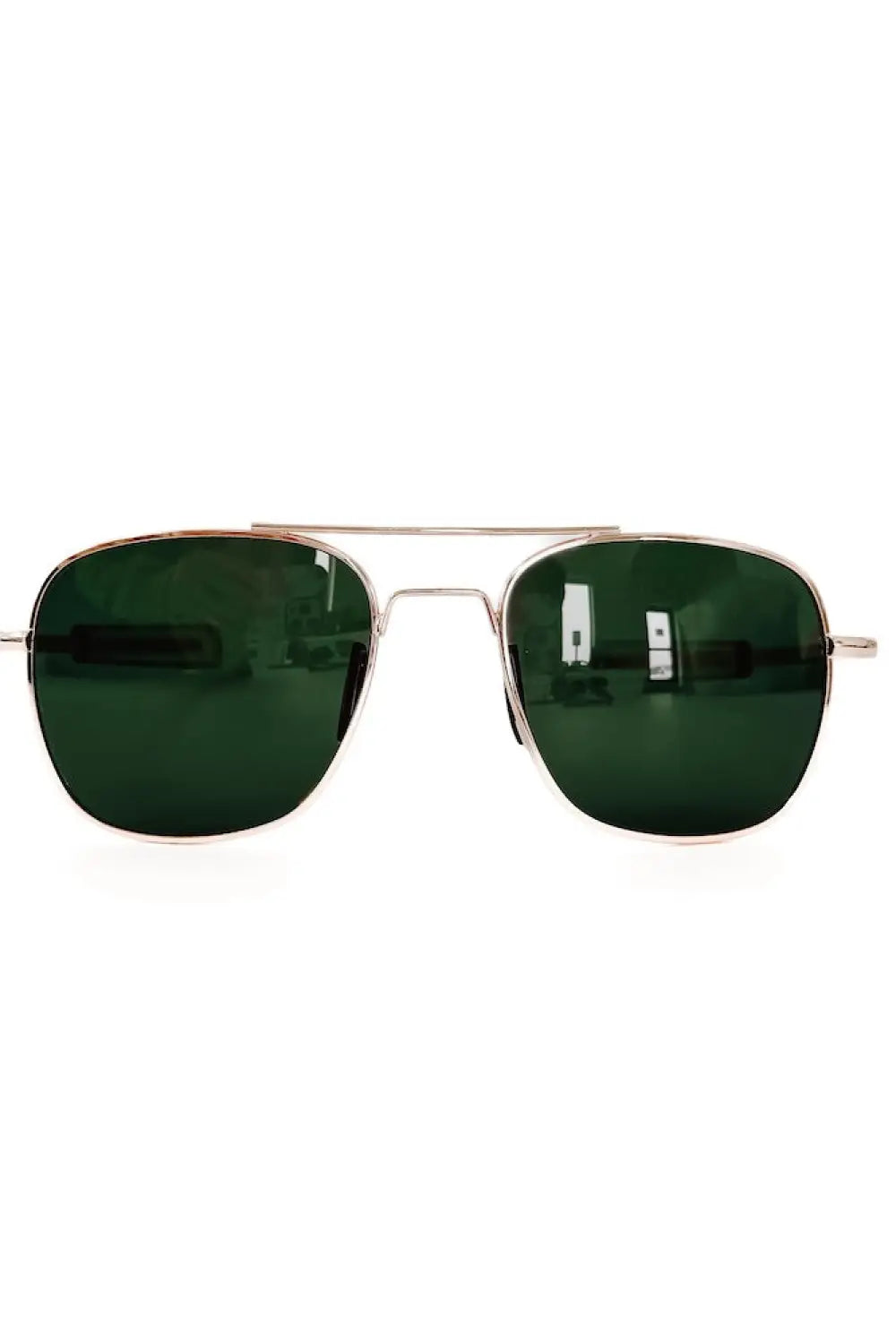 Sunny Square Aviator Sunglasses - Green Lens/Gold Frame - Sunglasses
