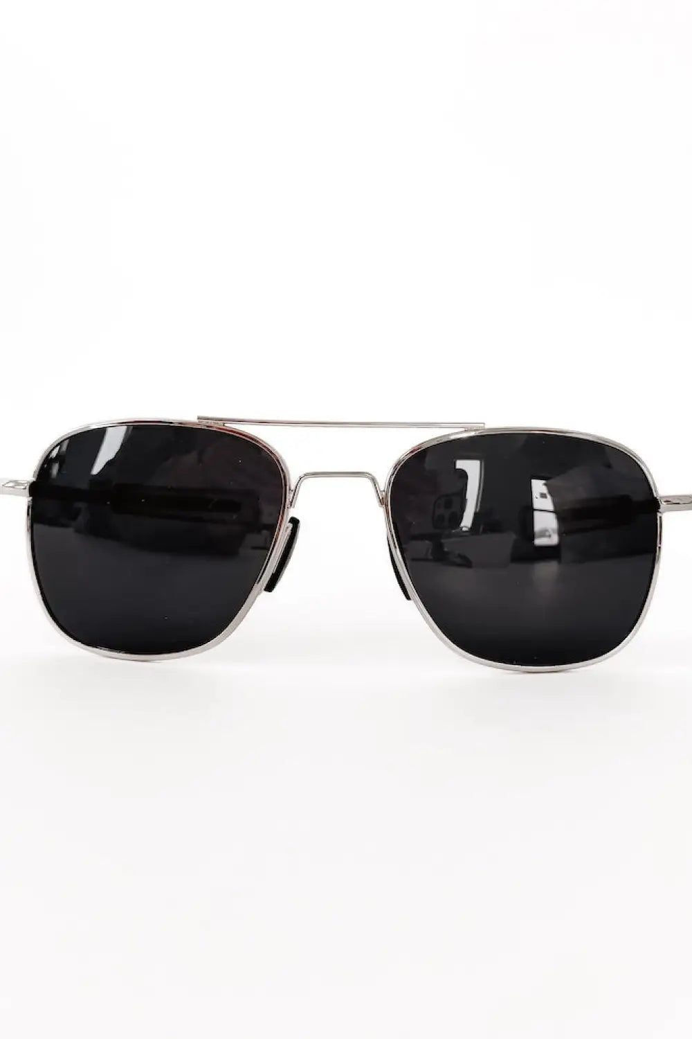 Sunny Square Aviator Sunglasses - Black Lens/Silver Frame - Sunglasses