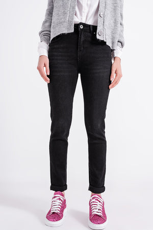 Q2 Super high rise skinny leg jeans in black