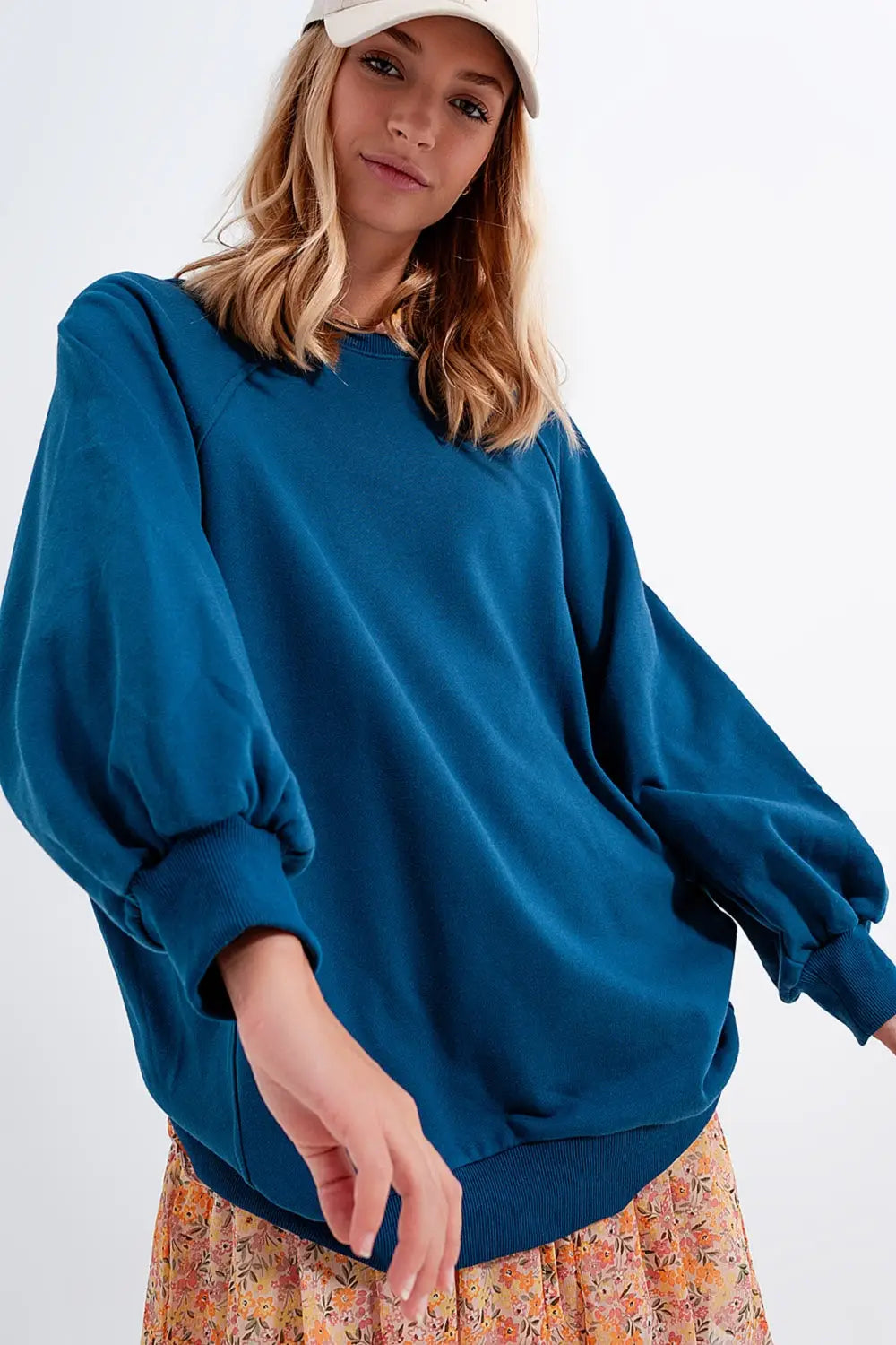 Super oversized sweatshirt with seam detail in blue - One Size / Blue - Sweaters