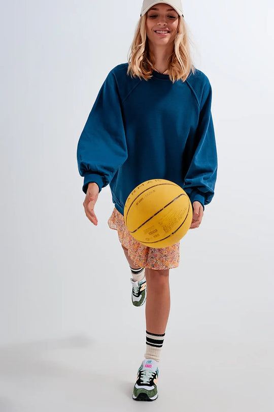 Super oversized sweatshirt with seam detail in blue - One Size / Blue - Sweaters