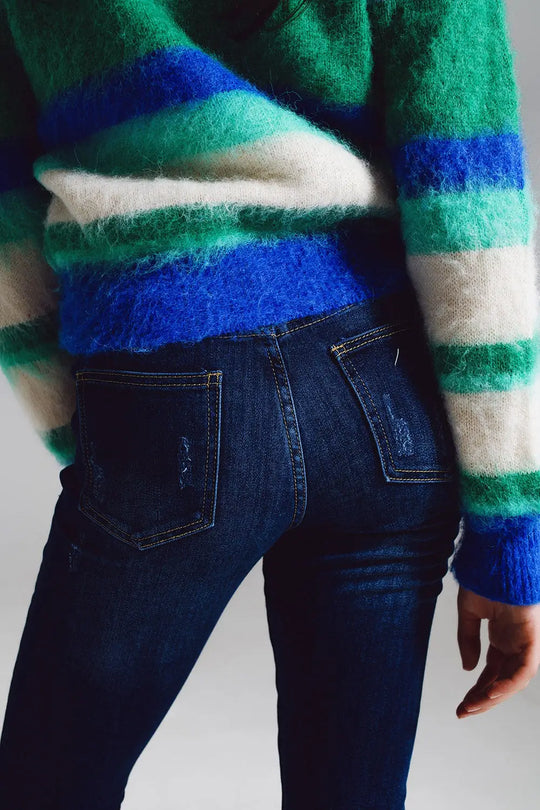 Super skinny jeans avec boutons de fermeture visibles à l’avant en bleu délavé moyen - Pantalons