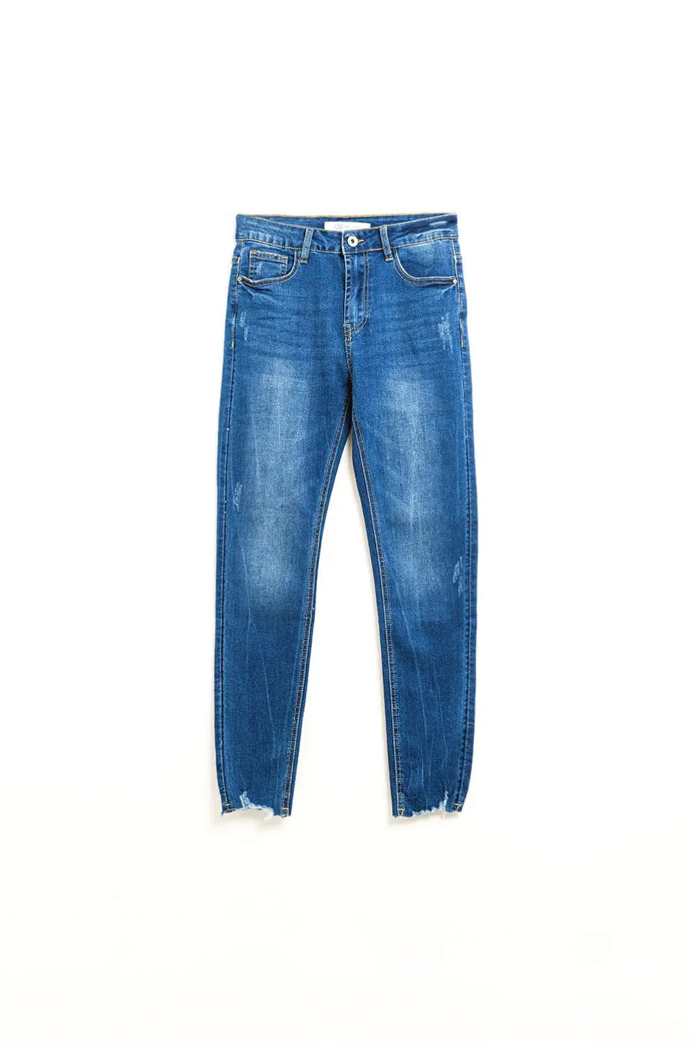 Super skinny jeans in medium wash with rips at the bottom - Jeans