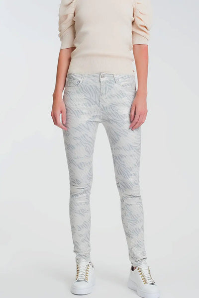 Q2 super skinny pants with stirrup in camo
