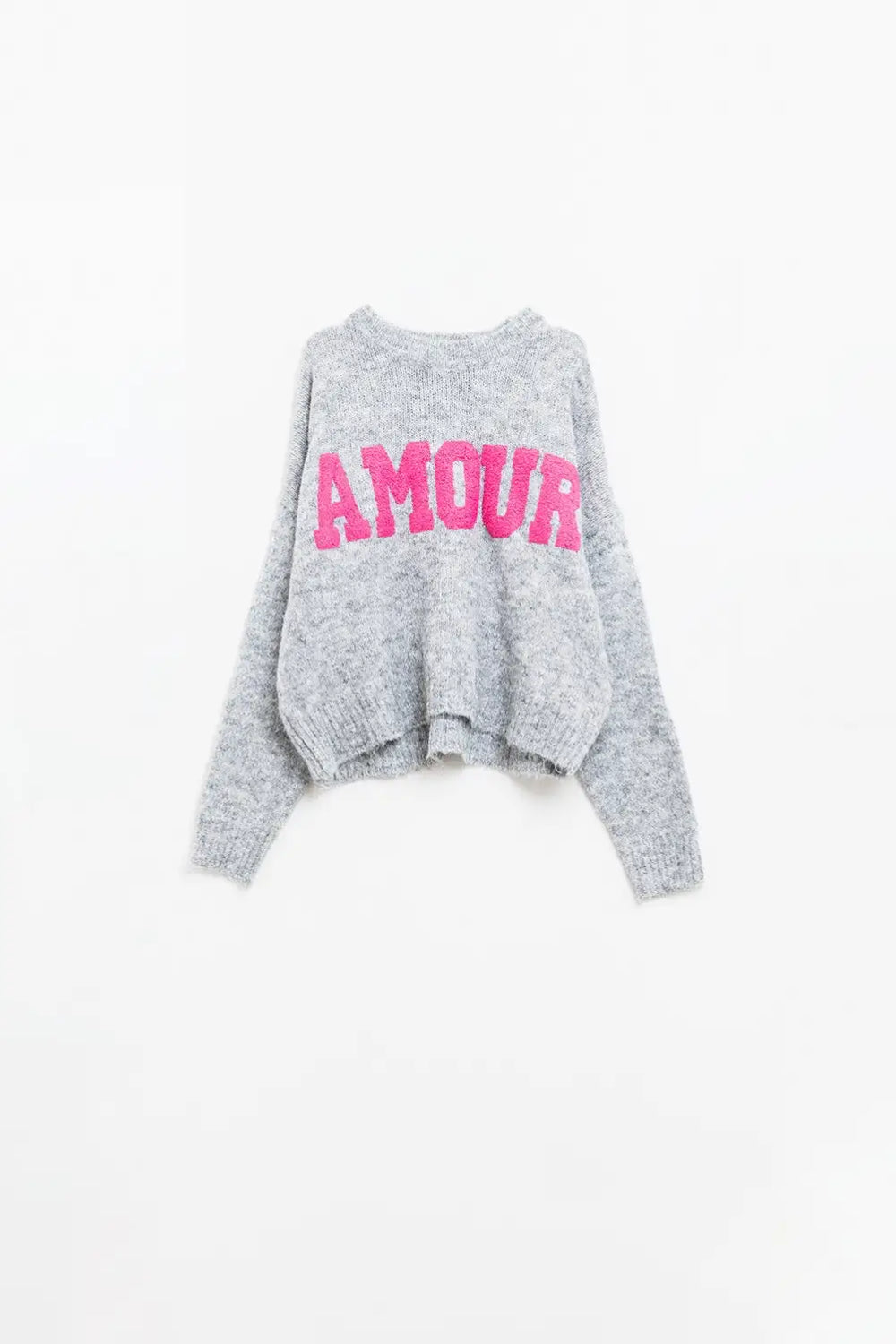 Super soft grey jersey with Amour text on the chest - One Size / Grey - Sweaters