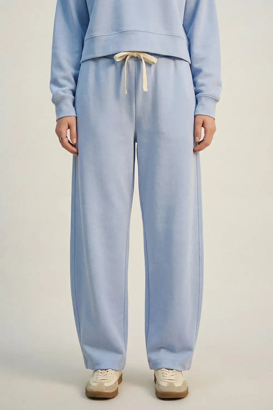 Q2 Super-Soft Knit Jogger Pants in blue with Drawstring Waist