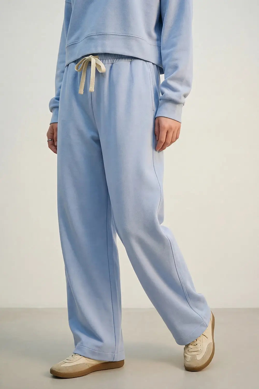 Super-Soft Knit Jogger Pants in blue with Drawstring Waist - One Size / Blue - Pants