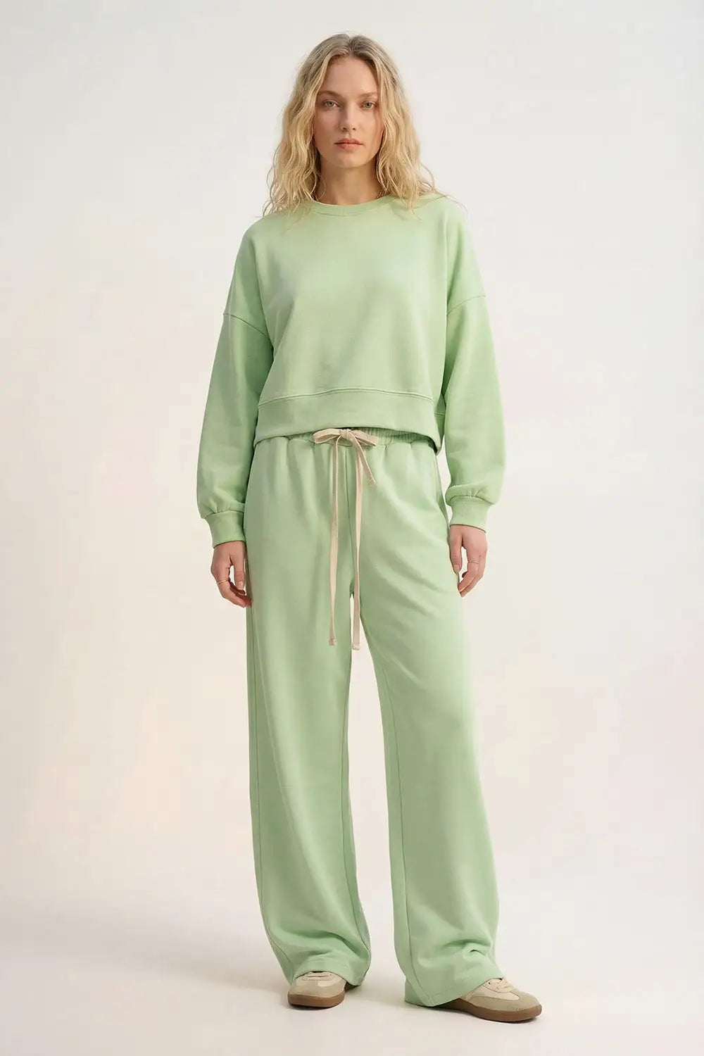 Super-Soft Knit Jogger Pants in green with Drawstring Waist - One Size / Green - Pants