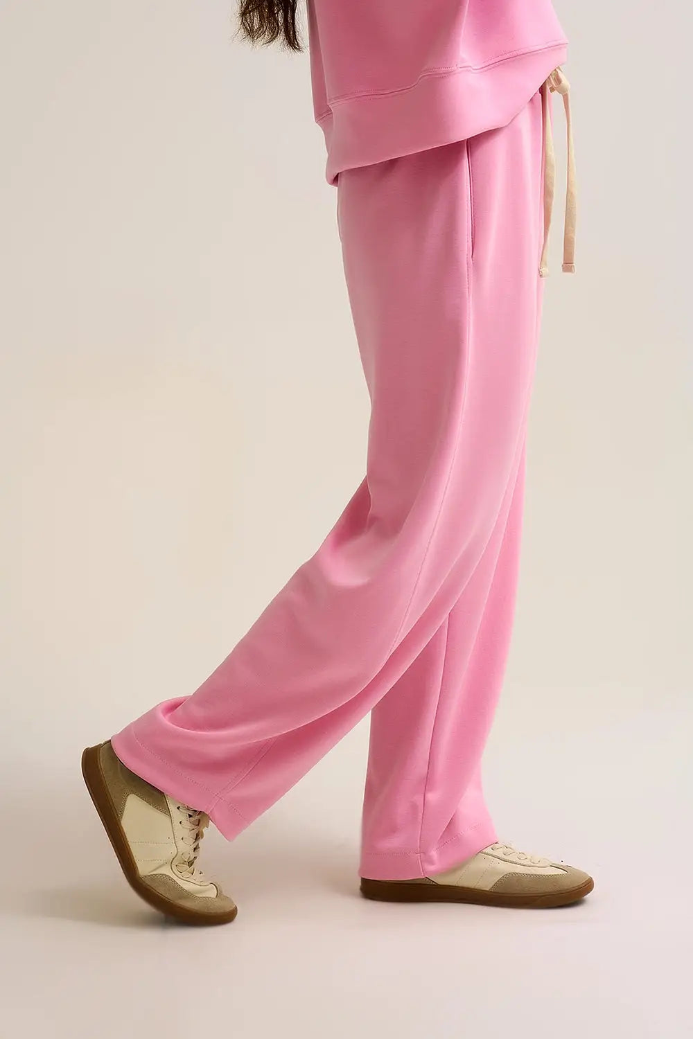 Super-Soft Knit Jogger Pants in pink with Drawstring Waist - One Size / Pink - Pants