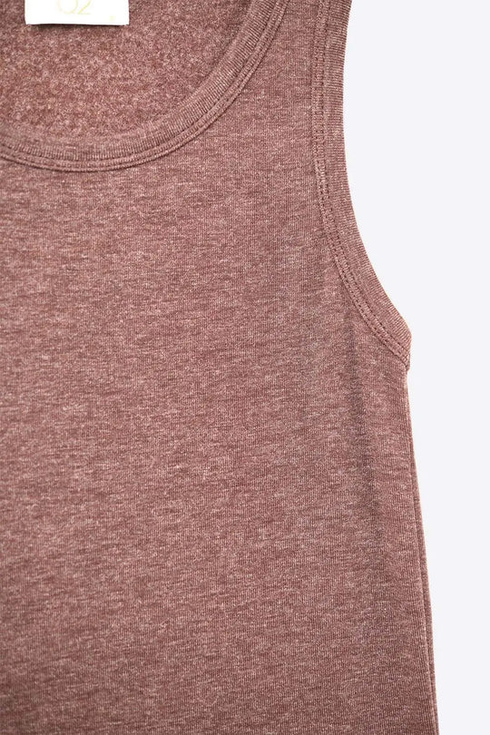 Super Soft Knitted Basic Tank in Chocolate Brown - Tops