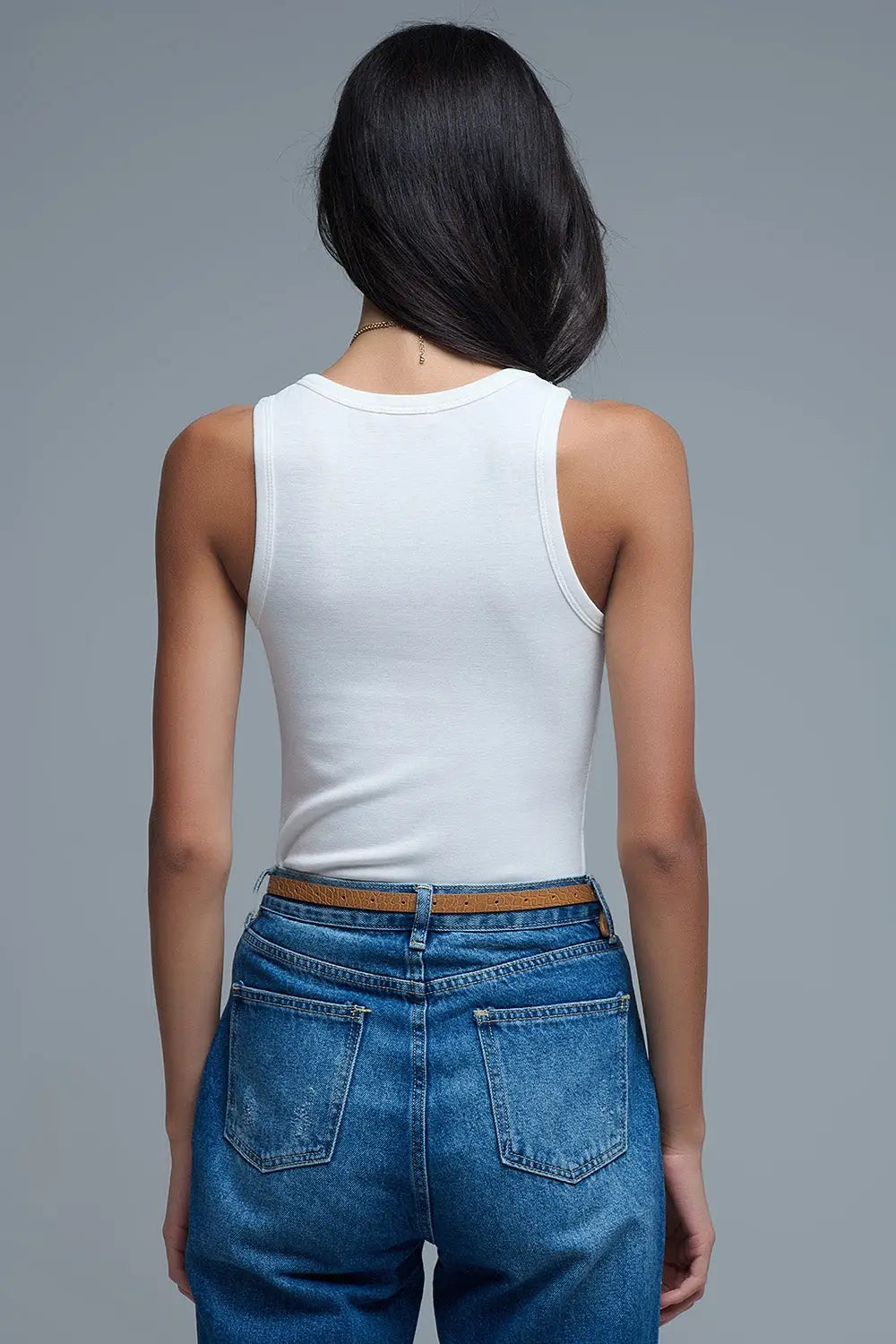 Super Soft Knitted Basic Tank in Cream - Tops