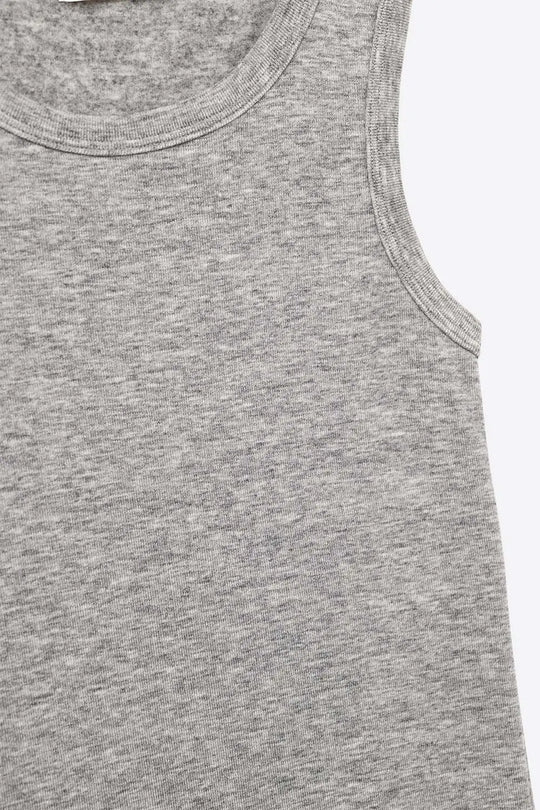 Super Soft Knitted Basic Tank in Grey - Tops