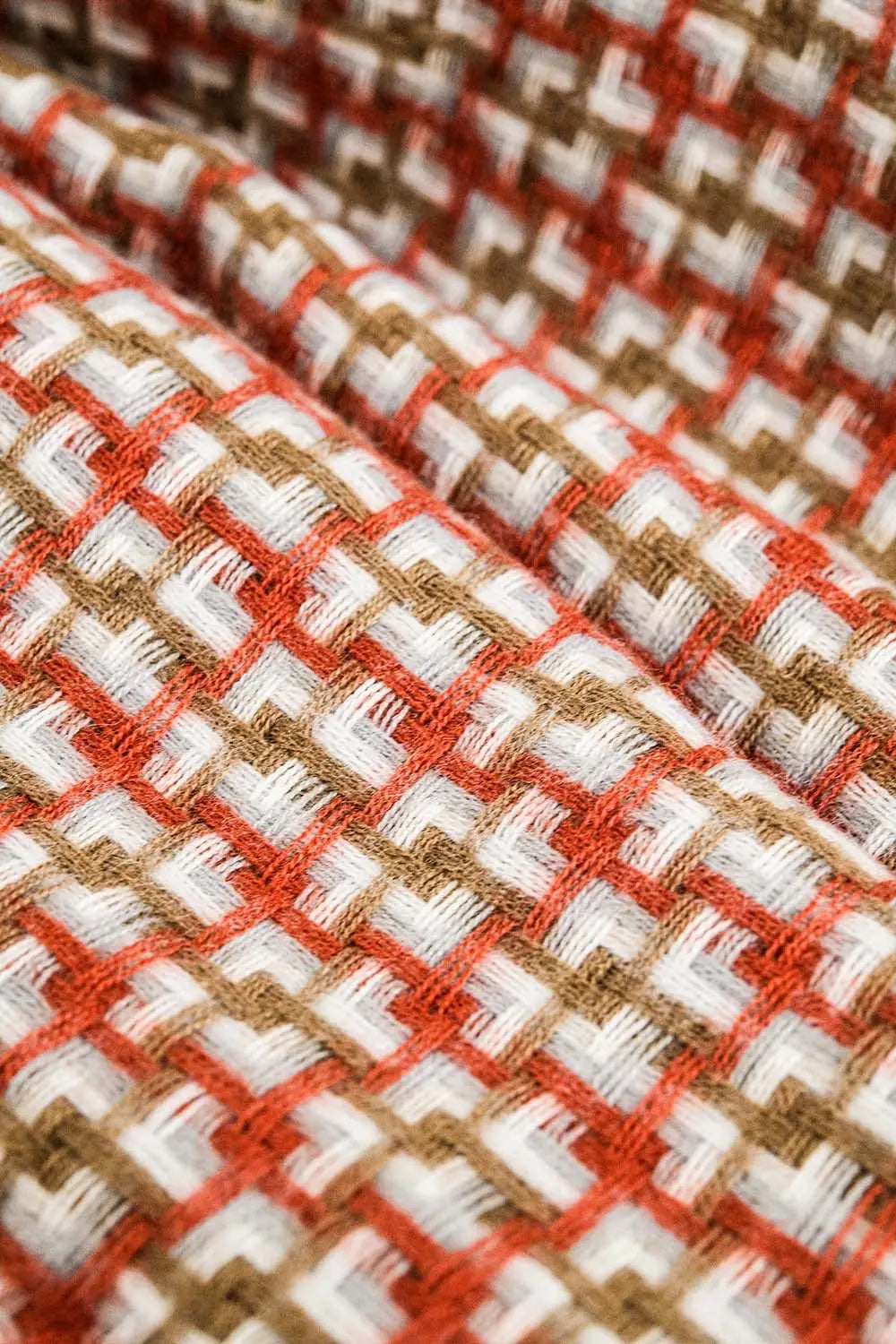 Super soft red scarf with geometric print - One Size / Red - Scarves & Hats