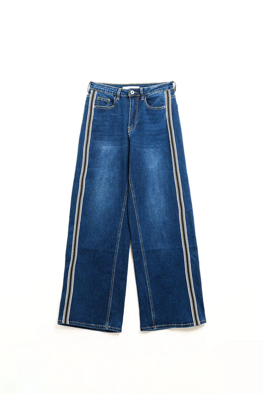 super Wide Leg Jeans with stripe on side - Jeans