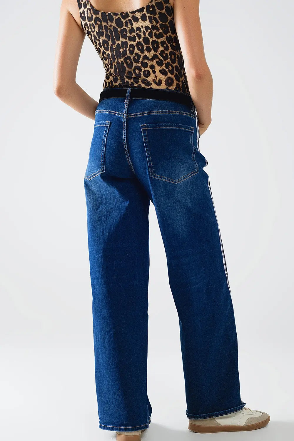 super Wide Leg Jeans with stripe on side - Jeans