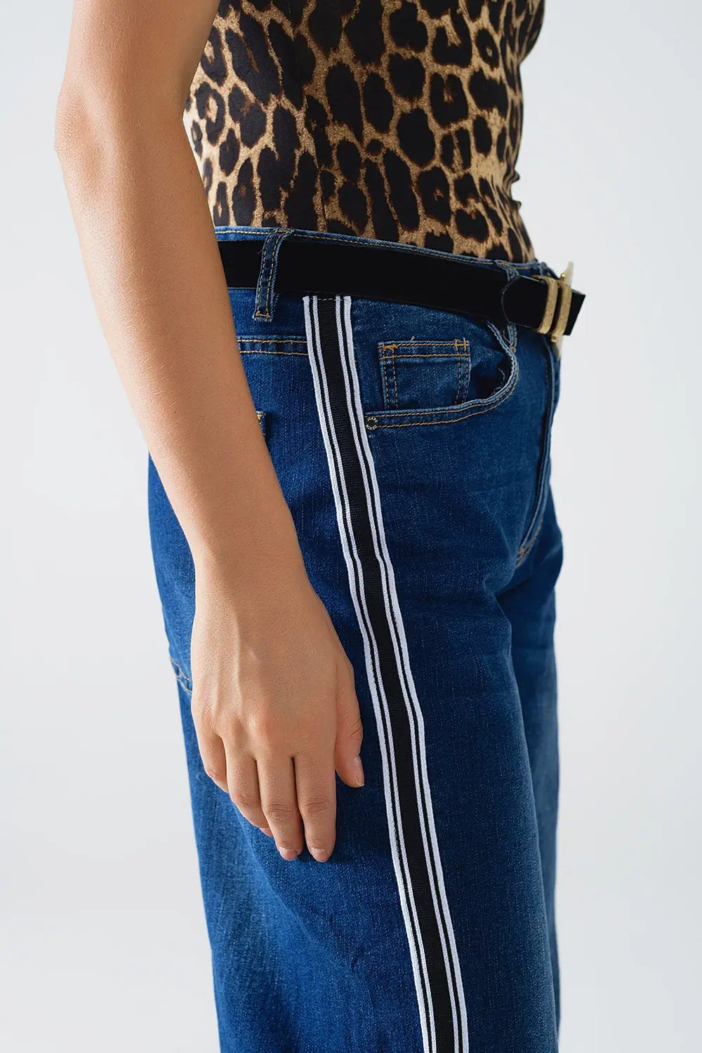 super Wide Leg Jeans with stripe on side - Jeans