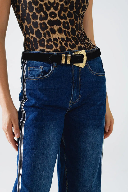 super Wide Leg Jeans with stripe on side - Jeans