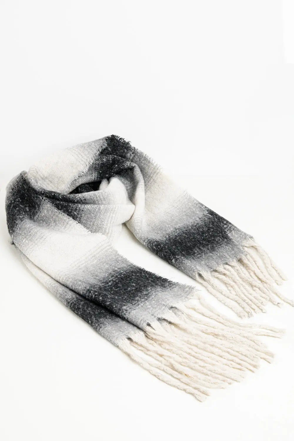 Supersoft long woven scarf with fringe in black - One Size / Black - Scarves & Hats